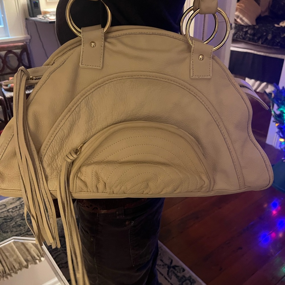Cream leather Bulga purse